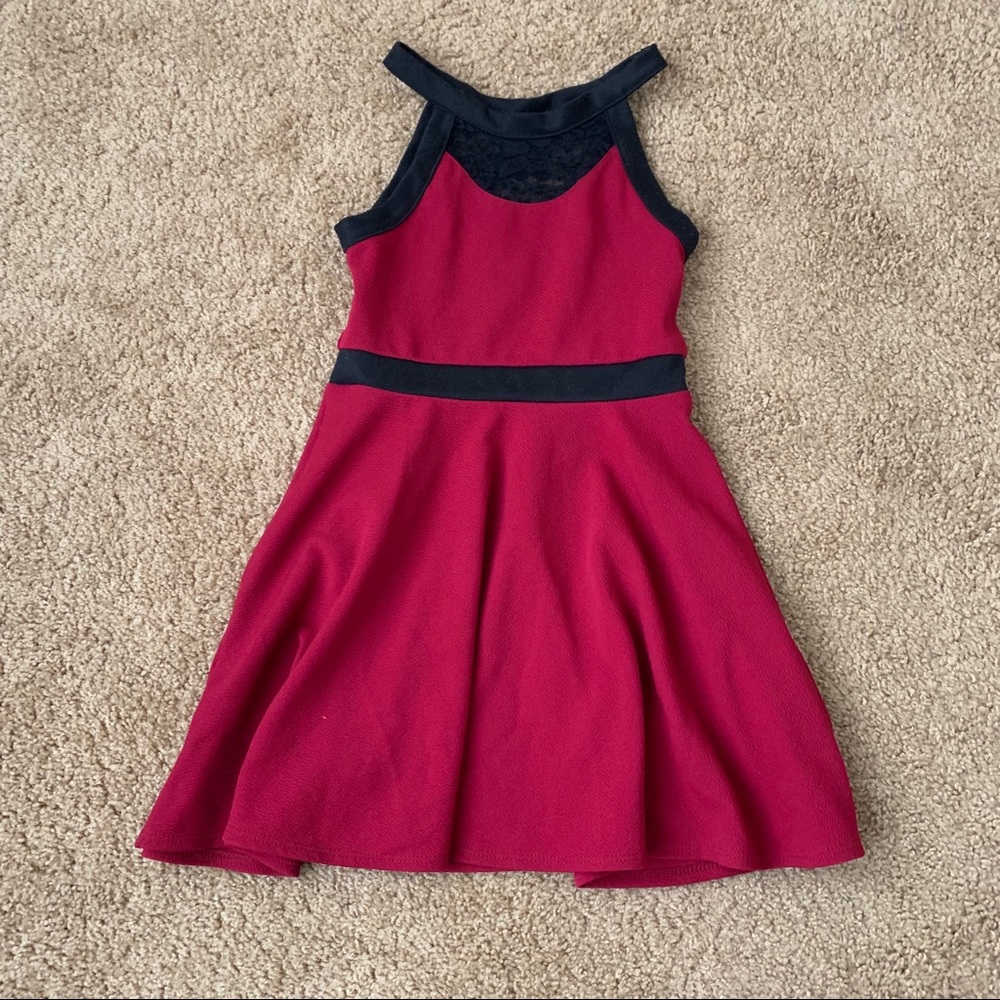 red dress with lace detail